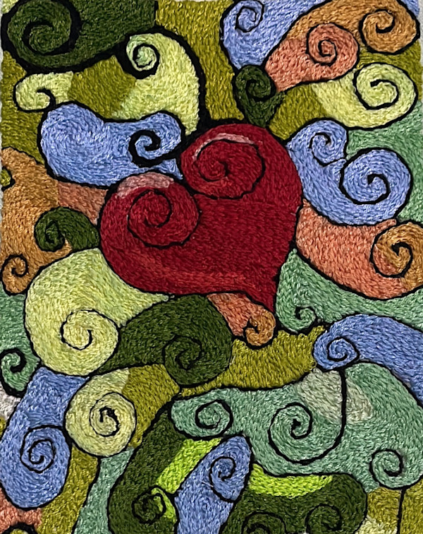 Hearts (Embroidery by Joyce Moi in 2025 adapting from a digital artwork by Janet Lee in 2011) by Janet Lee