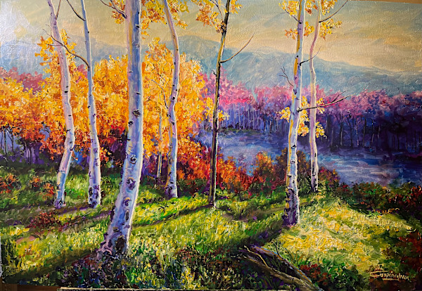 Aspens on the River by Patrick Cunningham