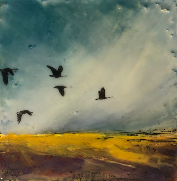 Five geese field by Karen Faller