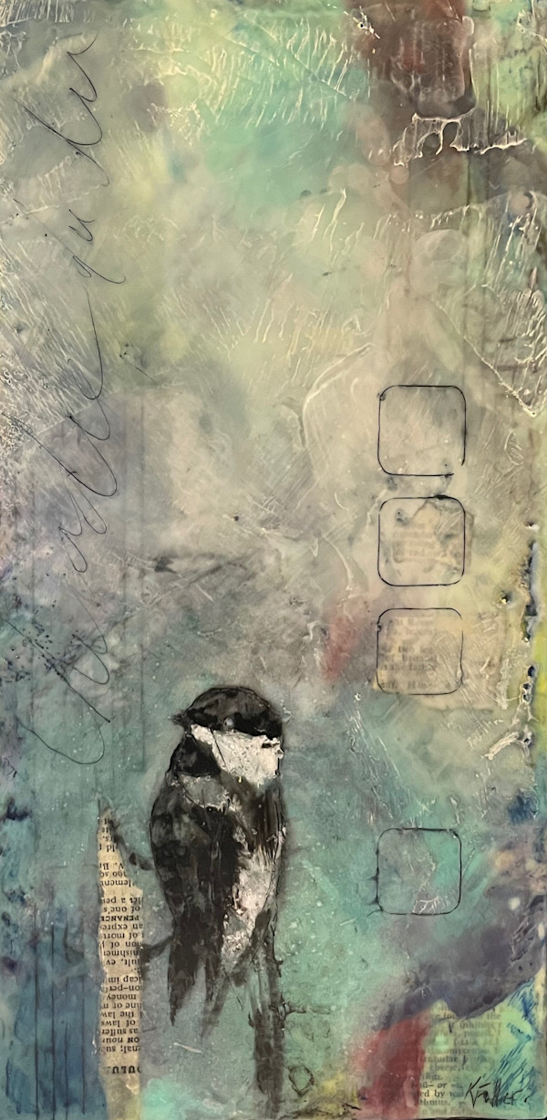 Texting a chicadee by Karen Faller