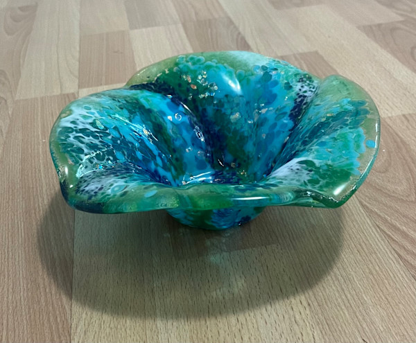 Blue Cyclone Bowl by Julie Root Sawyer
