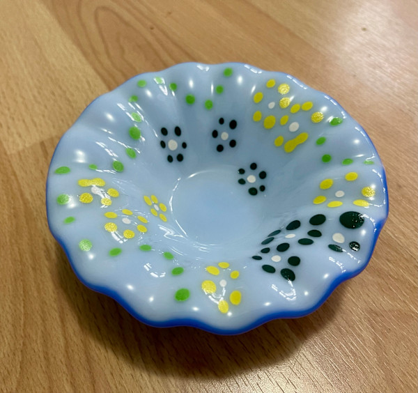 Hand-painted fluted bowl #2 by Julie Root Sawyer