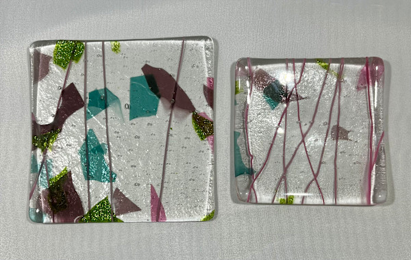 Small dishes, 5" square, 4" square by Julie Root Sawyer