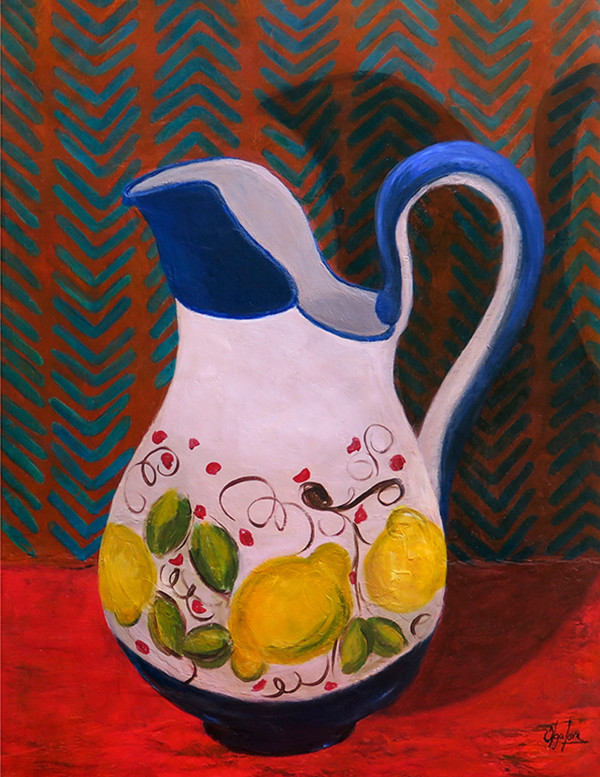 Elegant Lemons Jar by Olga Lora
