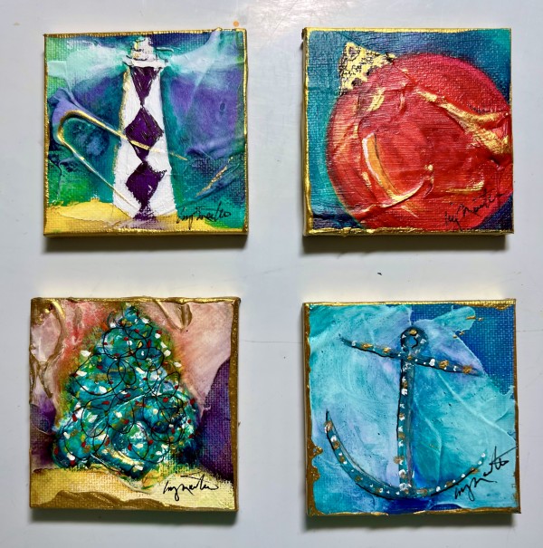 2022 Down East Holiday Collection (4 mini paintings) by Liz Morton