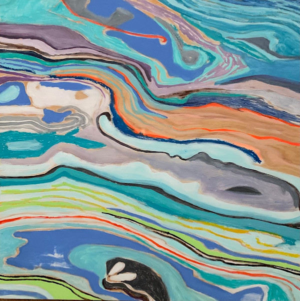Merging With The Sea 2024, Acrylic on wood Panel 24"x 24" by Pamela Saturday