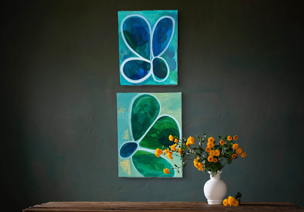 Blue & Green Harmony  ( Set of two - 18 x 24 and 16 x 20 ) by Jen Rogers, Image 11.