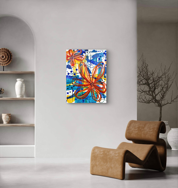Infinity Flowers | Abstract Floral Art- 18" x 24" Stretched Canvas by Jen Rogers, Image 1.