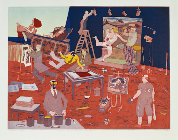 History of Printmaking Update: LeRoy Nieman Pulls a Screen Print (Edition of 100) by Warrington Colescott, Image 1.
