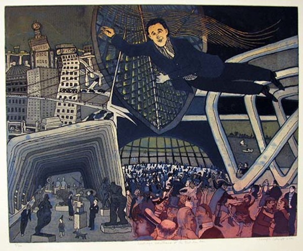 Santiago Calatrava at the Bal Du Lac by Warrington Colescott, Image 1.
