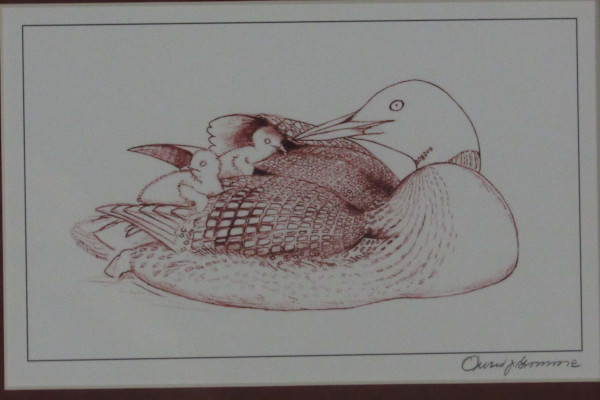 No Title, Duck with Young Under Wing by Owen Gromme