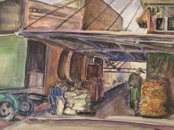 Workmen Unloading a Truck by Evelyn Guhr Sweeney, Image 1.