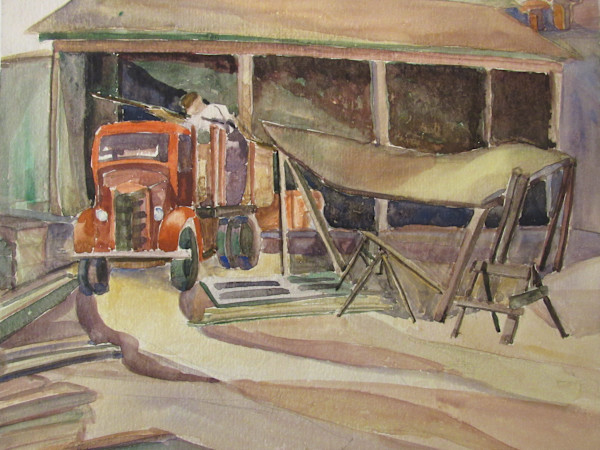 Workman with Truck and Shed by Evelyn Guhr Sweeney, Image 1.