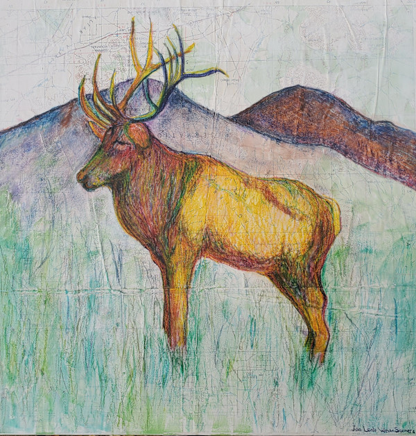 Elk on Map by Jan Somers