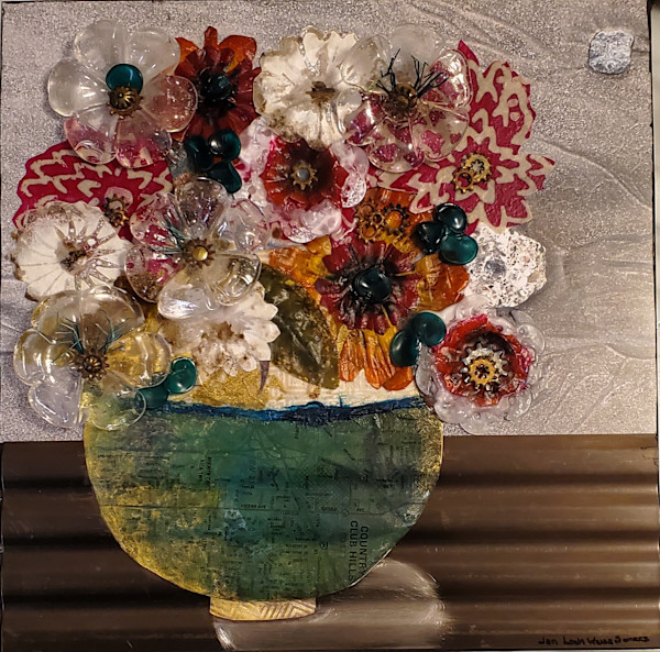 Crystal Flowers in Vase by Jan Somers