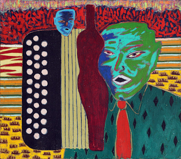 Button accordion man by Francis Pavy