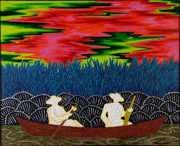 2 Men Hunting in a Pirogue by Francis Pavy