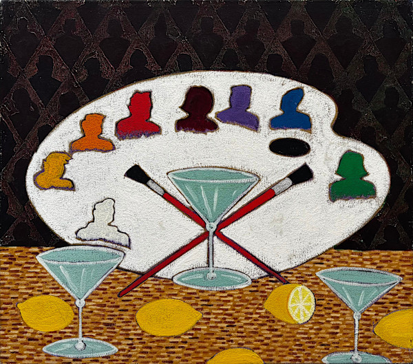 Palette with 3 Martini Glasses & Lemons by Francis Pavy, Image 1.