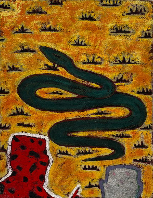 Man showing Son Poisonous Snake by Francis Pavy, Image 1.