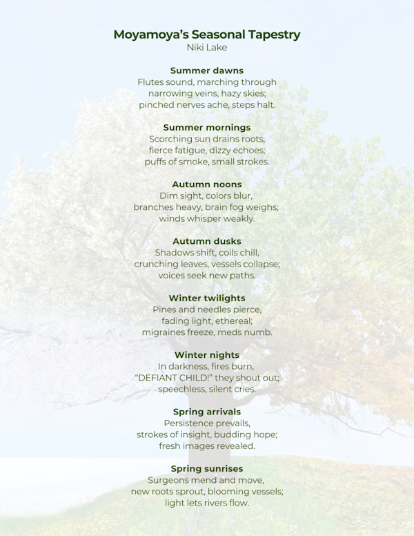 Moyamoya’s Seasonal Tapestry by Niki Lake - Moyamoya and Undiagnosed, Image 1.