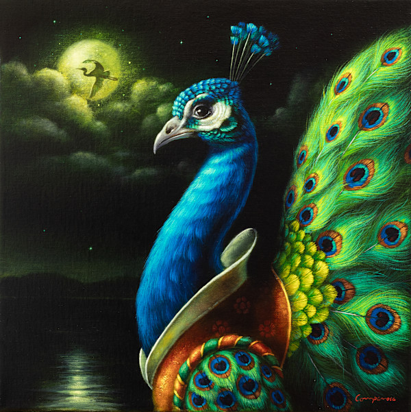 The peacock and the heron by Ronald Compánoca