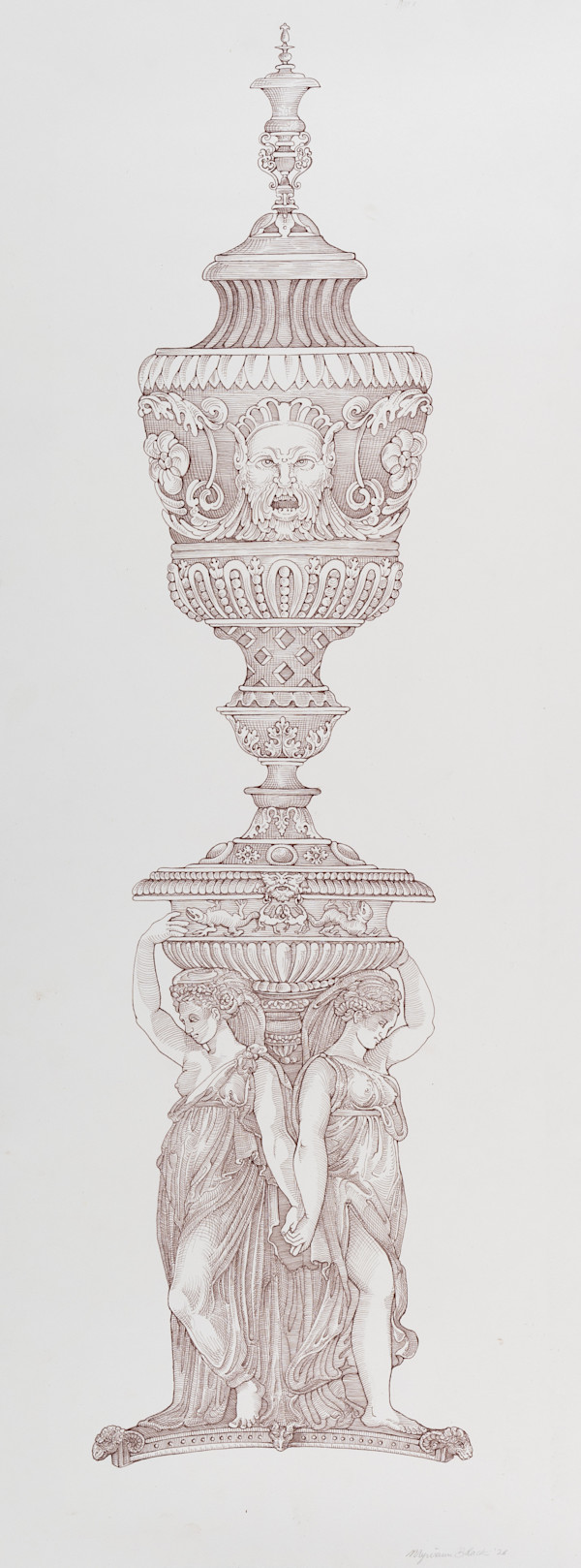 Aqua Tofana (Study of "Two woman holding a vase" by Marcoantonio Raimondi , after Raphael (circa 1510-1515).) by Myriam Black