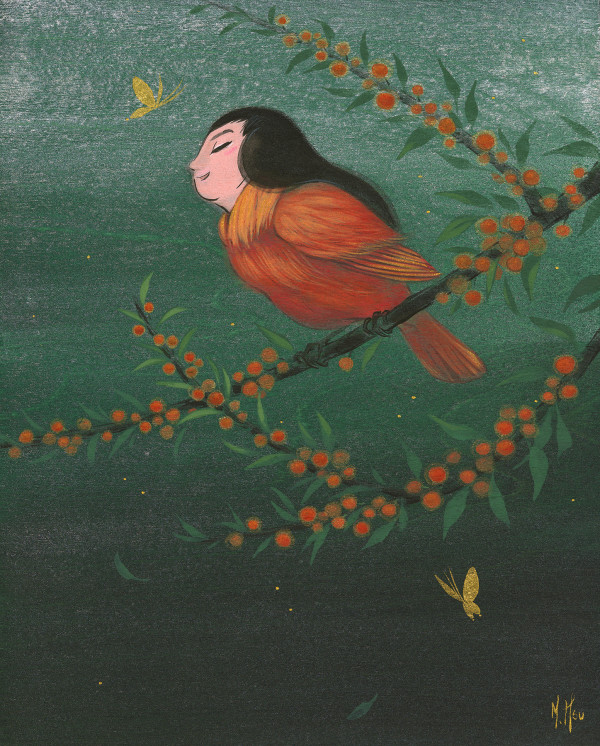 Cardinal and Firethorn (summer) by Martin Hsu