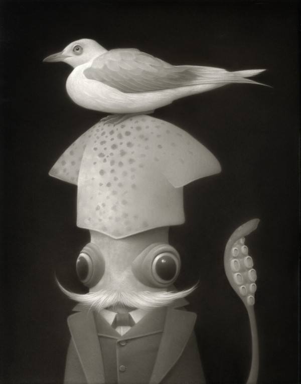 Mr. Humboldt and his Favorite Sea Bird, Perchie by Travis Louie