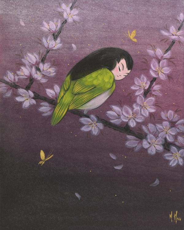 Nightingale and Cherry Blossoms (spring) by Martin Hsu