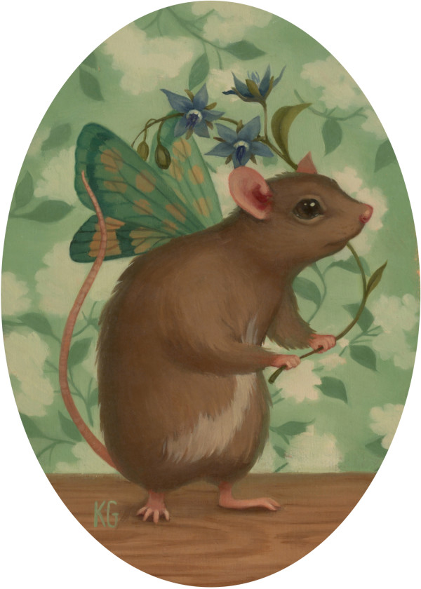 Rat with Borage Flowers by Katie Gamb