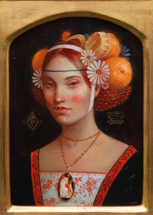 Portrait of a lady in orange by Hannah Flowers