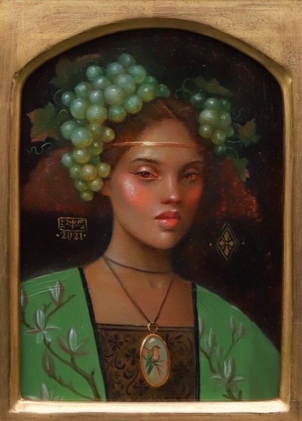 Portrait of a lady in green by Hannah Flowers