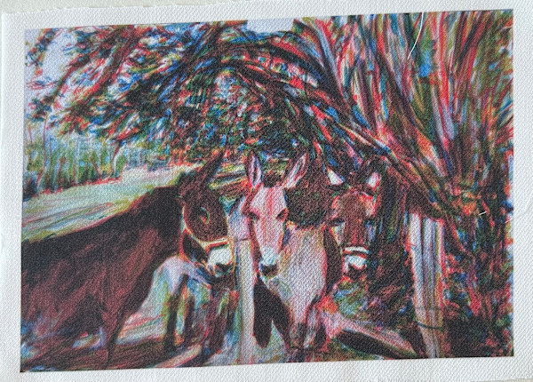 Tissu - Trois ânes by Marie Désert