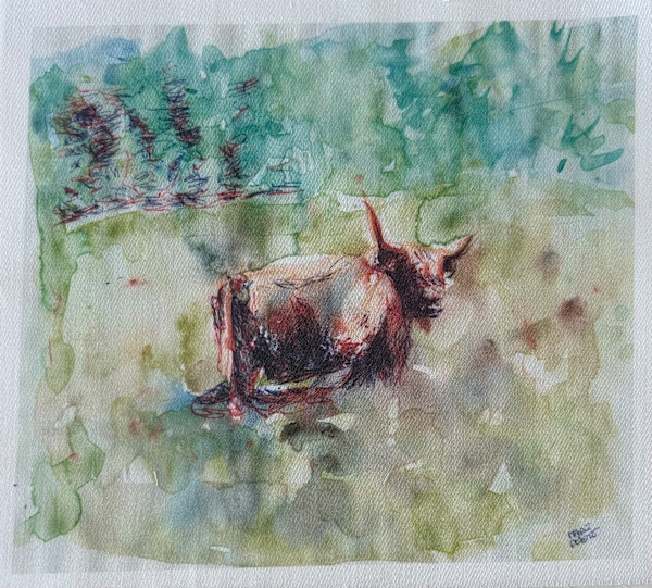 Tissu - Vache HighlandsII by Marie Désert