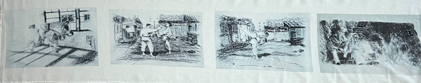 Tissu - First Lesson (gauche) - Lesson 2 (milieu gauche) - Lesson 3 (milieu droite) - Couple IV (droite) by Marie Désert