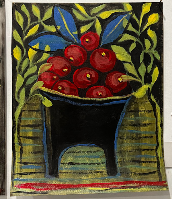 apples in black vase by Jennifer Taylor