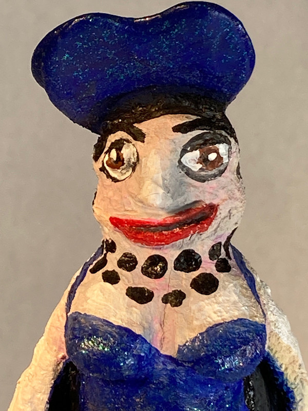 French Lady with blue hat and black pearls (hat is not removable) by Jennifer Taylor