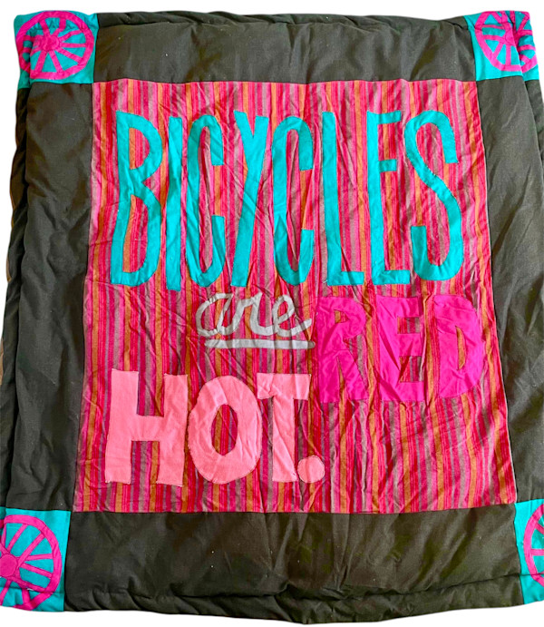 Bicycles are Red Hot Quilt by Shea Schachameyer