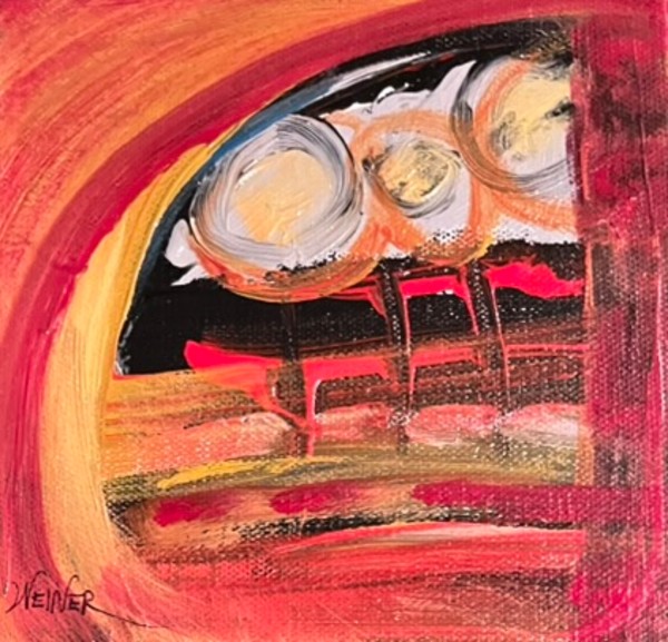 Red Sky and Three Moons (Window Seat) by Elaine Weiner-Reed