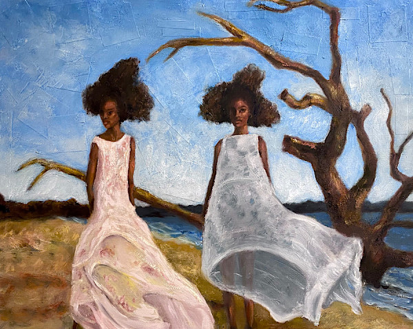 Sisters on the Beach by Raven Kushner