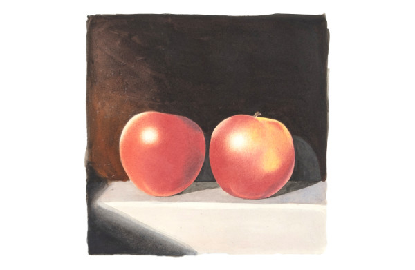 Two red apples on a table by Kevin MacDonald, estate