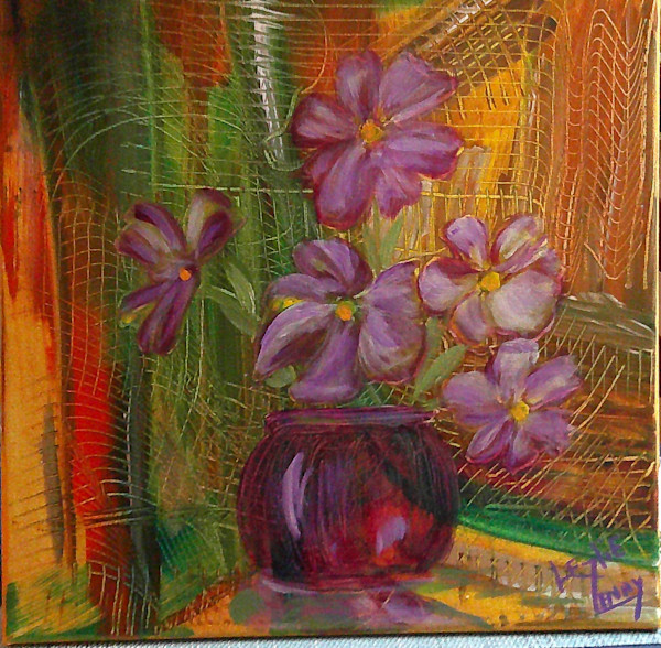 Purple Flowers by Lezlie  Lenay