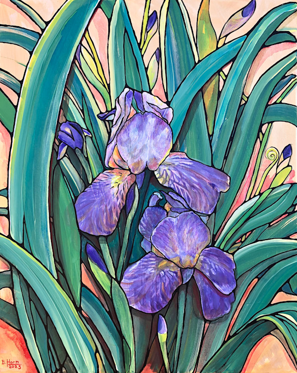 Old Fashioned Purple Bearded Iris by Betsy Horn