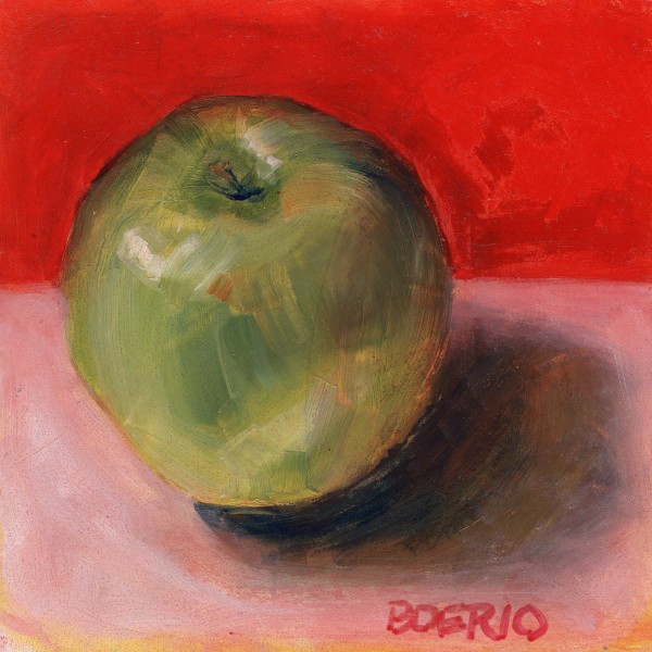 Green apple (6 x 6" oil) by Carrie Lacey Boerio