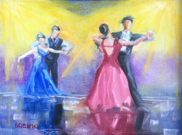 Ballroom Dancers (9x12") by Carrie Lacey Boerio