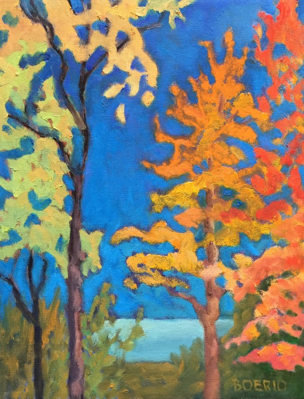 Bright autumn, plein air (framed) by Carrie Lacey Boerio
