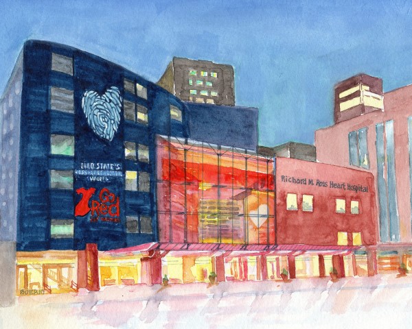 OSU Ross Heart Hospital (8 x 10") by Carrie Lacey Boerio
