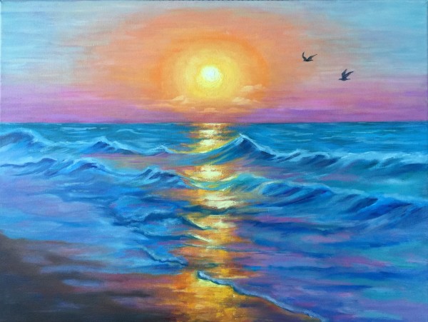 Ocean Sunset (18 x 24 in) by Carrie Lacey Boerio