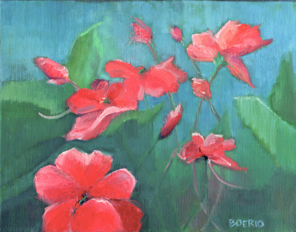 Impatiens Plein Air (framed) by Carrie Lacey Boerio