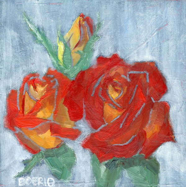 Roses in red and yellow (8 x 8") by Carrie Lacey Boerio